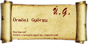 Ürmösi György névjegykártya